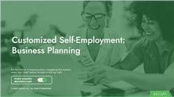 Customized Self-Employment: Business Planning